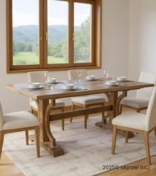 SOLID WOOD X BASE TRESTLE DINING TABLE