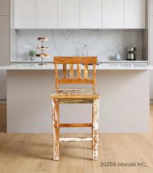 SOLID RECLAIMED TEAK WOOD COUNTER HEIGHT STOOL