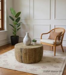 HAND CARVED SOLID WOOD ROUND COFFEE TABLE