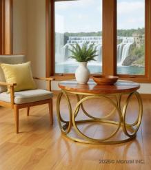 SOLID RECLAIMED TEAK WOOD & IRON ROUND COFFEE TABLE