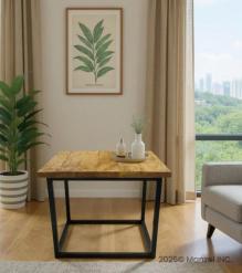 SOLID WOOD & IRON END TABLE
