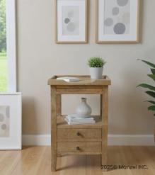 SOLID WOOD 2 DRAWER NIGHTSTAND END TABLE
