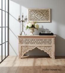 HAND CARVED SOLID WOOD CONSOLE TABLE