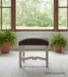 LEATHER & SOLID WOOD STOOL / DINING CHAIR
