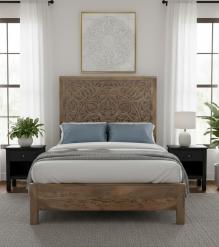HAND CARVED WOODEN KING SIZE BED