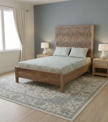 HAND CARVED WOODEN KING SIZE BED