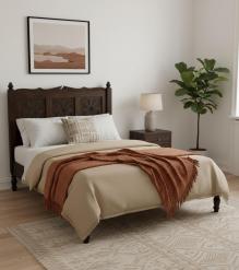 HAND CARVED SOLID WOOD QUEEN BED