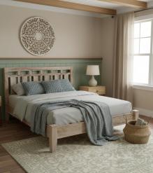 SOLID ROSEWOOD KING BED - HEADBOARD, FOOTBOARD, SIDE RAILS, SLATS