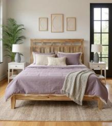 SOLID ROSEWOOD QUEEN BED - HEADBOARD, FOOTBOARD, SIDE RAILS, SLATS