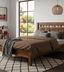 SOLID ROSEWOOD QUEEN BED - HEADBOARD, FOOTBOARD, SIDE RAILS, SLATS