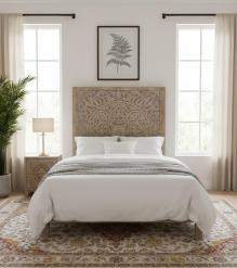 HAND CARVED SOLID WOOD Queen bed