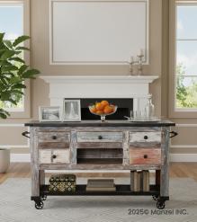 SOLID RECLAIMED TEAK WOOD, GLASS & IRON TROLLEY CABINET