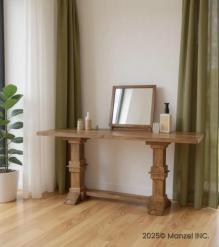 SOLID WOOD PEDESTAL CONSOLE / SOFA TABLE
