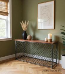SOLID WOOD & IRON CONSOLE TABLE 