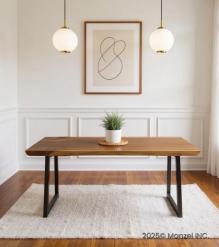 LIVE EDGE SOLID SUAR WOOD TABLE W/ METAL BASE