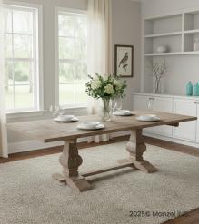 SOLID WOOD PEDESTAL TRESTLE TABLE W / EXTENSIONS