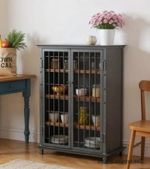 SOLID WOOD & IRON LIQUOR WINE CABINET
