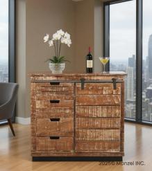 SOLID WOOD & IRON SLIDING DOOR SIDEBOARD