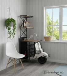 SOLID WOOD & IRON SCOOTER WINE RACK
