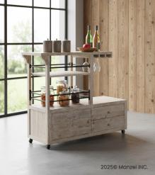 SOLID WOOD BAR TROLLY