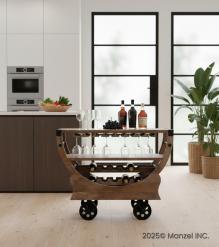 SOLID WOOD BAR TROLLY