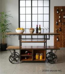 SOLID RECLAIMED TEAK WOOD WINE & LIQUOR CART