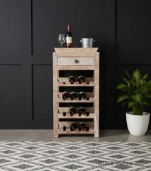 SOLID RECLAIMED TEAK WOOD WINE BAR W/ DRAWER & TRAY