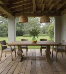 SOLID WOOD PEDESTAL DINING TABLE