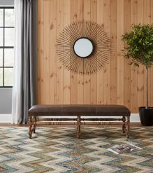 SOLID WOOD & UPHOLSTERED LEATHER BENCH