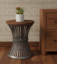 SOLID WOOD & IRON END TABLE