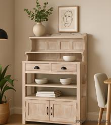 RECLAIMED TEAK STORAGE / DISPLAY RACK - DRAWERS, SHELVES & CABINET