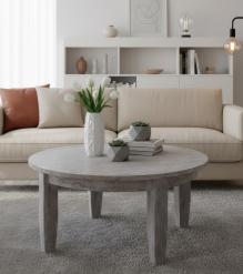 SOLID WOOD ROUND COFFEE TABLE