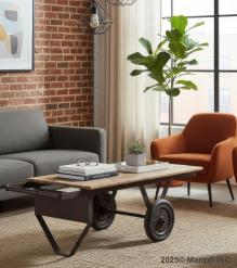 RECLAIMED & REPURPOSED IRON & WOOD COFFEE TABLE CART