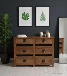 SOLID WOOD 6 DRAWER CHEST
