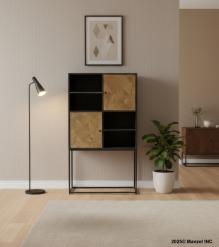 ABSTRACT METAL & WOOD BOOKSHELF 
