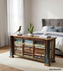 SOLID RECLAIMED TEAK WOOD DESK 2/ DRAWERS & DOORS