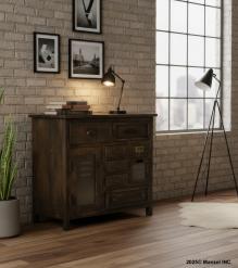 SOLID WOOD & IRON CHEST W/ MULTIPLE DRAWERS