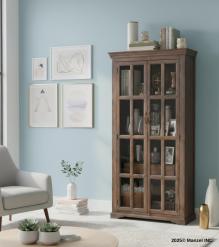 SOLID WOOD & GLASS DISPLAY CABINET W/ 2 DOORS & GLASS SIDES