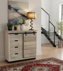 SOLID WOOD SIDEBOARD W/ 4 DRAWERS & SLIDING DOOR 