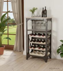 SOLID WOOD & IRON BAR CABINET