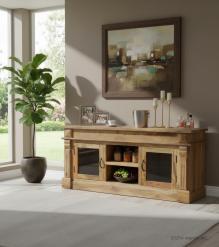 SOLID WOOD MEDIA CABINET W/ 2 DOORS