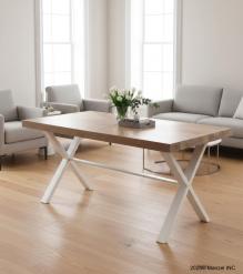 SOLID WOOD INLAID STARBURST DESIGN TABLE