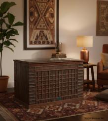 METAL & SOLID RECLAIMED WOOD W/ 1 DRAWER & 1 DOOR DESK