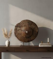 SOLID WOOD WHEEL W/ IRON STAND