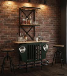 SOLID WOOD & IRON JEEP INSPIRED WINE RACK