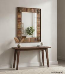 SOLID RECLAIMED WOOD FRAME W/ BRASS CASTINGS BUDDHA MIRROR