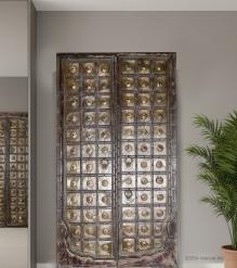 SOLID WOOD & DECORATIVE BRASS DOOR 