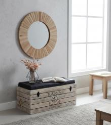 SOLID WOOD & LEATHER TRUNK