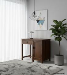 SOLID RECLAIMED TEAK DESK W/ DRAWER & DOOR
