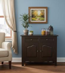 Classic 2-Drawer 2-Door Solid Wood Cabinet 